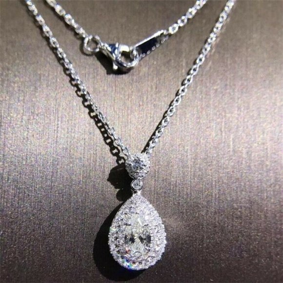 Jewelry - 925 Sterling Silver Pear Cut Necklace